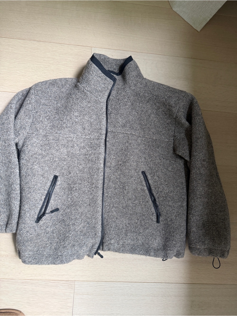 The Frankie Shop Gray Bomber Jacket with Navy Trim